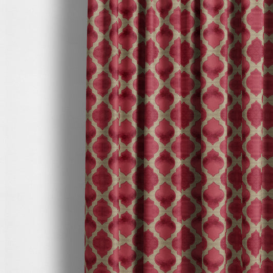 Uniformed Geometric Pattern Pink Colour Velvet Furnishing Upholstery Fabric JO-1293 - Made To Measure Curtains