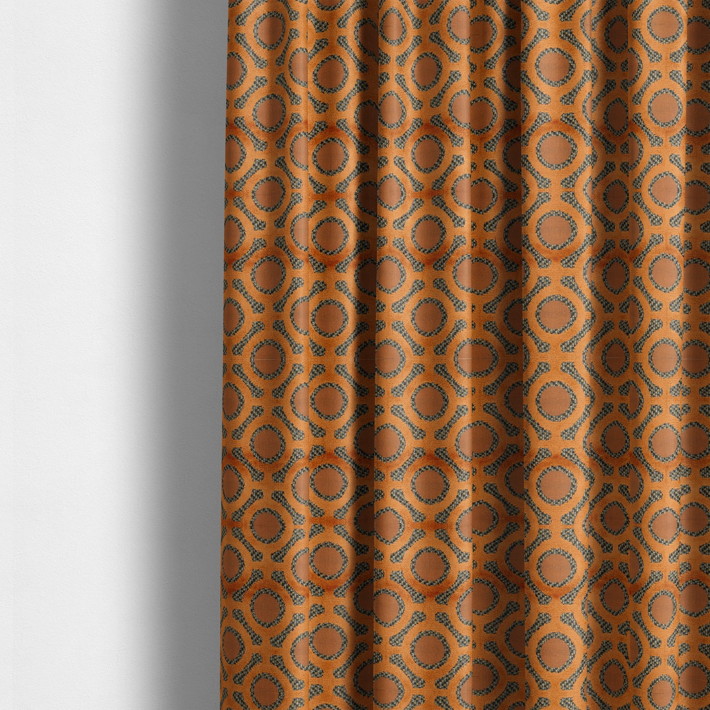 Orange Colour Uniformed Geometric Modern Pattern Furnishing Velvet Upholstery Fabric JO-1299 - Made To Measure Curtains