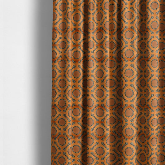 Orange Colour Uniformed Geometric Modern Pattern Furnishing Velvet Upholstery Fabric JO-1299 - Made To Measure Curtains