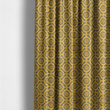 Golden Yellow Colour Uniformed Geometric Modern Pattern Furnishing Velvet Upholstery Fabric JO-1300 - Made To Measure Curtains