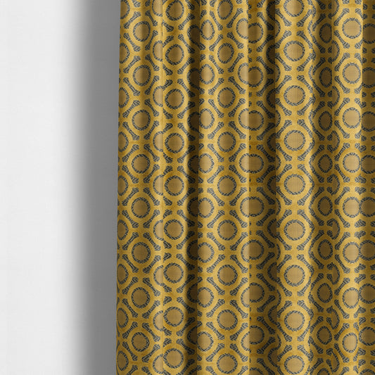 Golden Yellow Colour Uniformed Geometric Modern Pattern Furnishing Velvet Upholstery Fabric JO-1300 - Made To Measure Curtains