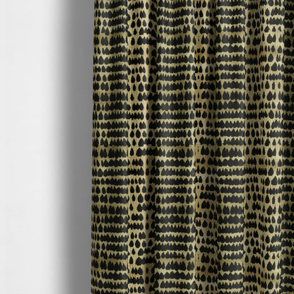 Black Beige Colour Abstract Geometric Pattern Heavy Quality Velvet Upholstery Fabric JO-1304 - Made To Measure Curtains