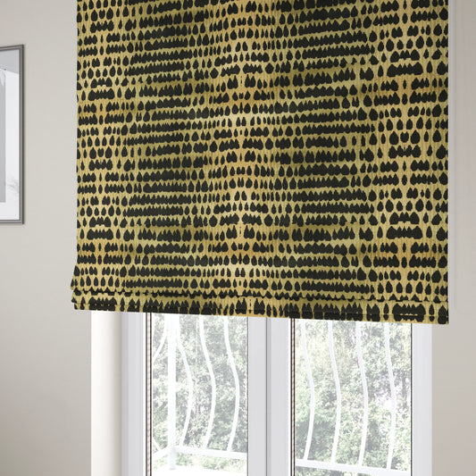 Black Beige Colour Abstract Geometric Pattern Heavy Quality Velvet Upholstery Fabric JO-1304 - Roman Blinds