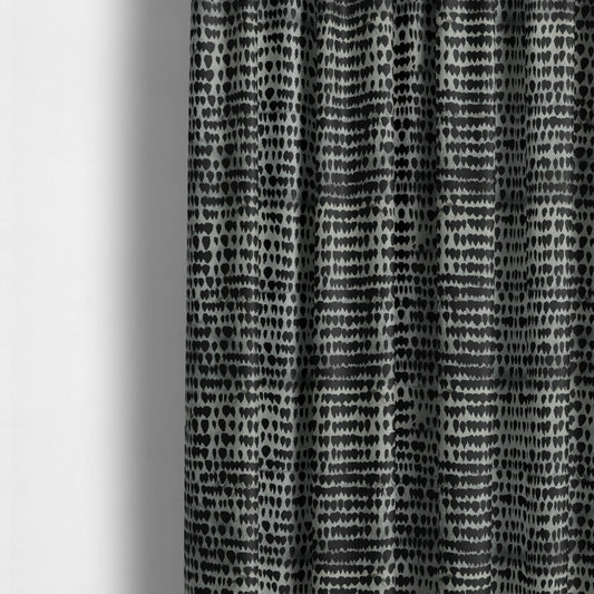 Black Grey Colour Abstract Geometric Pattern Heavy Quality Velvet Upholstery Fabric JO-1305 - Made To Measure Curtains