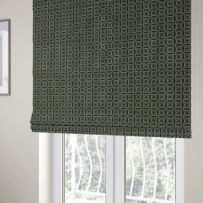 Diamond Geometric Pattern Black Silver Colour Chenille Upholstery Fabric JO-1308 - Roman Blinds