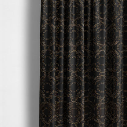 Vegas Brown Bronze Shine Effect Geometric Dotted Medallion Pattern Soft Chenille Upholstery Fabric JO-131 - Made To Measure Curtains