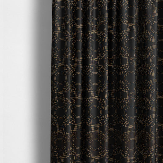 Vegas Brown Bronze Shine Effect Geometric Dotted Medallion Pattern Soft Chenille Upholstery Fabric JO-131 - Made To Measure Curtains