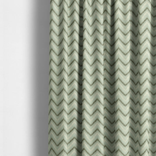 Blue Grey White Colour Chevron Pattern Soft Chenille Upholstery Fabric JO-1314 - Made To Measure Curtains