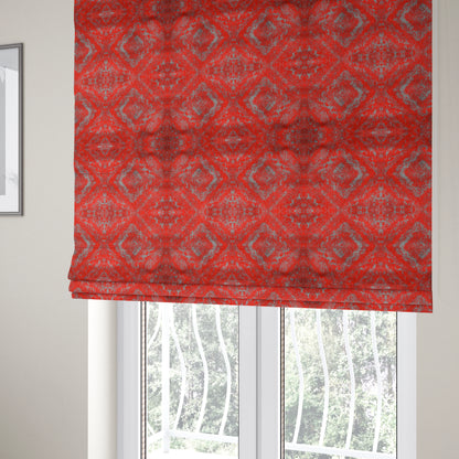 Cubed Geometric Modern Shaped Red Purple Colour Heavy Velvet Upholstery Fabric JO-1315 - Roman Blinds