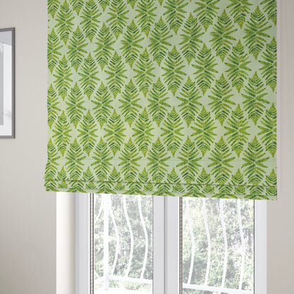 Fern Leaf Inspired Pattern Green Colour Chenille Furnishing Upholstery Fabric JO-1319 - Roman Blinds