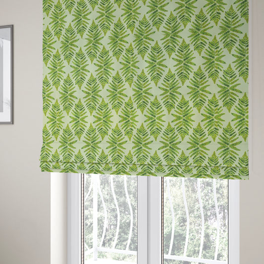 Fern Leaf Inspired Pattern Green Colour Chenille Furnishing Upholstery Fabric JO-1319 - Roman Blinds