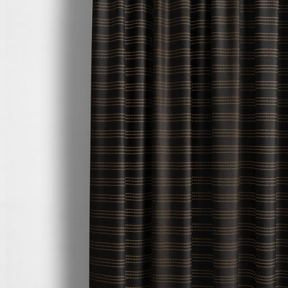 Vegas Brown Bronze Shine Effect Striped Dotted Pattern Soft Chenille Upholstery Fabric JO-132 - Made To Measure Curtains