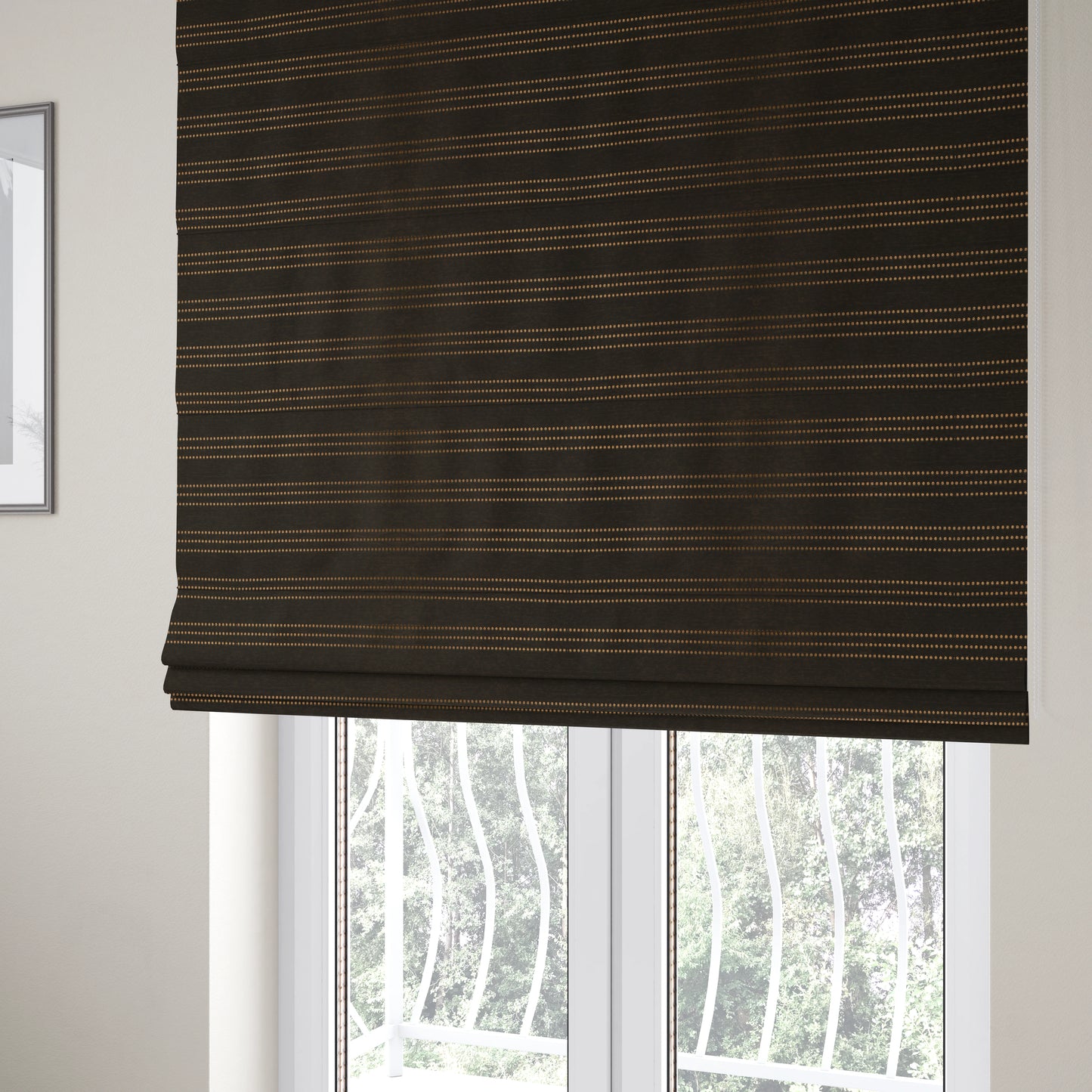 Vegas Brown Bronze Shine Effect Striped Dotted Pattern Soft Chenille Upholstery Fabric JO-132 - Roman Blinds