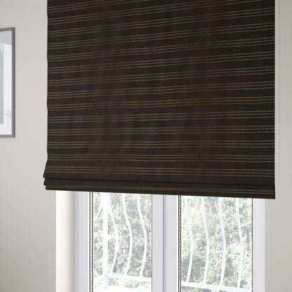 Vegas Brown Bronze Shine Effect Striped Dotted Pattern Soft Chenille Upholstery Fabric JO-132 - Roman Blinds