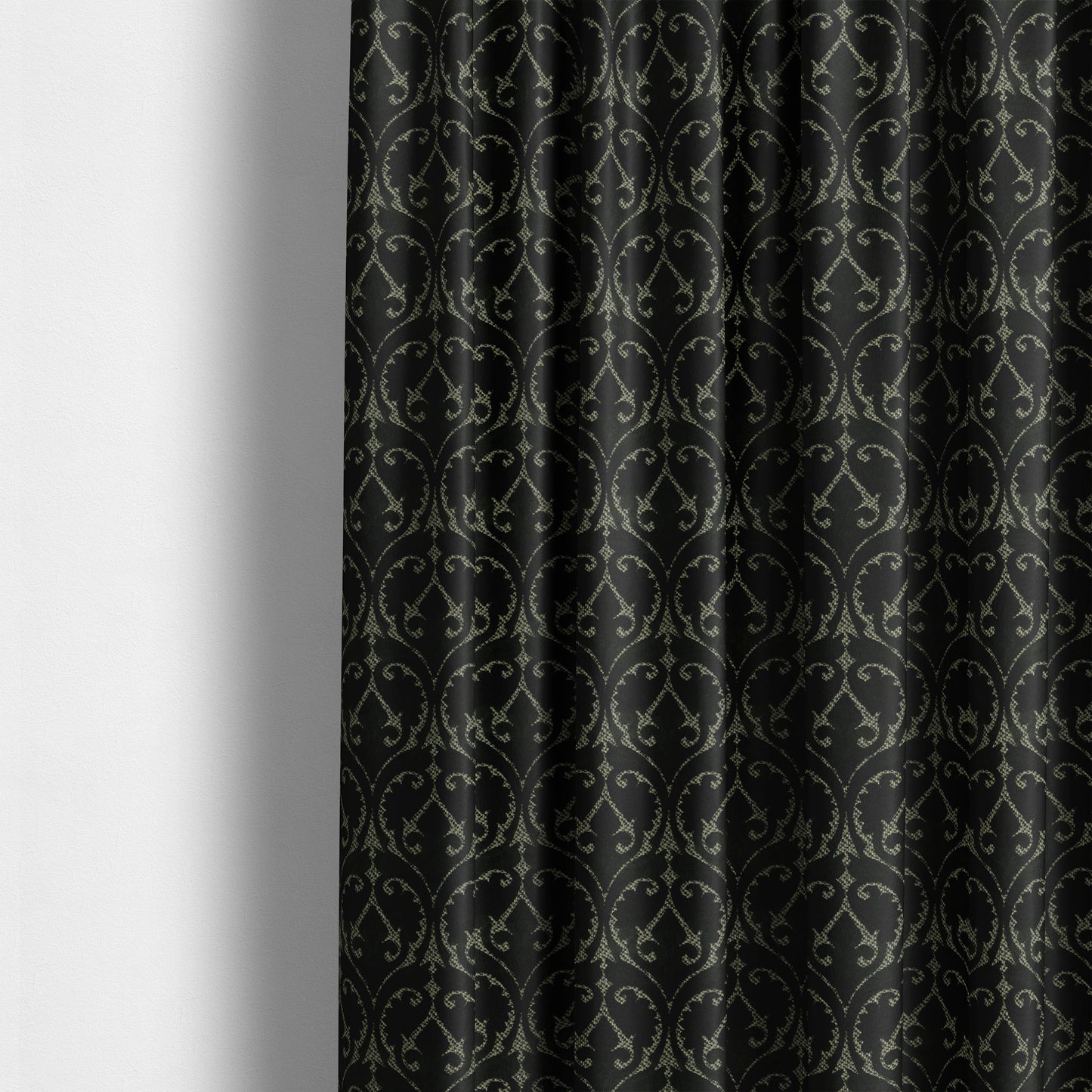 Black Velvet Fleur De Lis Theme Pattern Material Furnishing Upholstery Fabric JO-1324 - Made To Measure Curtains