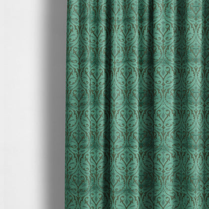 Teal Velvet Fleur De Lis Theme Pattern Material Furnishing Upholstery Fabric JO-1325 - Made To Measure Curtains