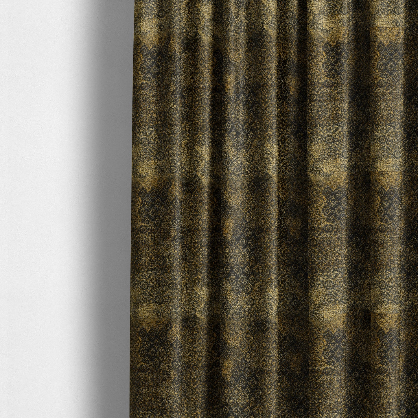 Traditional All Over Pattern Black Gold Yellow Colour Heavy Quality Velvet Upholstery Fabric JO-1329 - Made To Measure Curtains