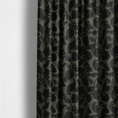 Floral Pattern Black Colour Heavy Quality Velvet Upholstery Fabric JO-1334 - Made To Measure Curtains