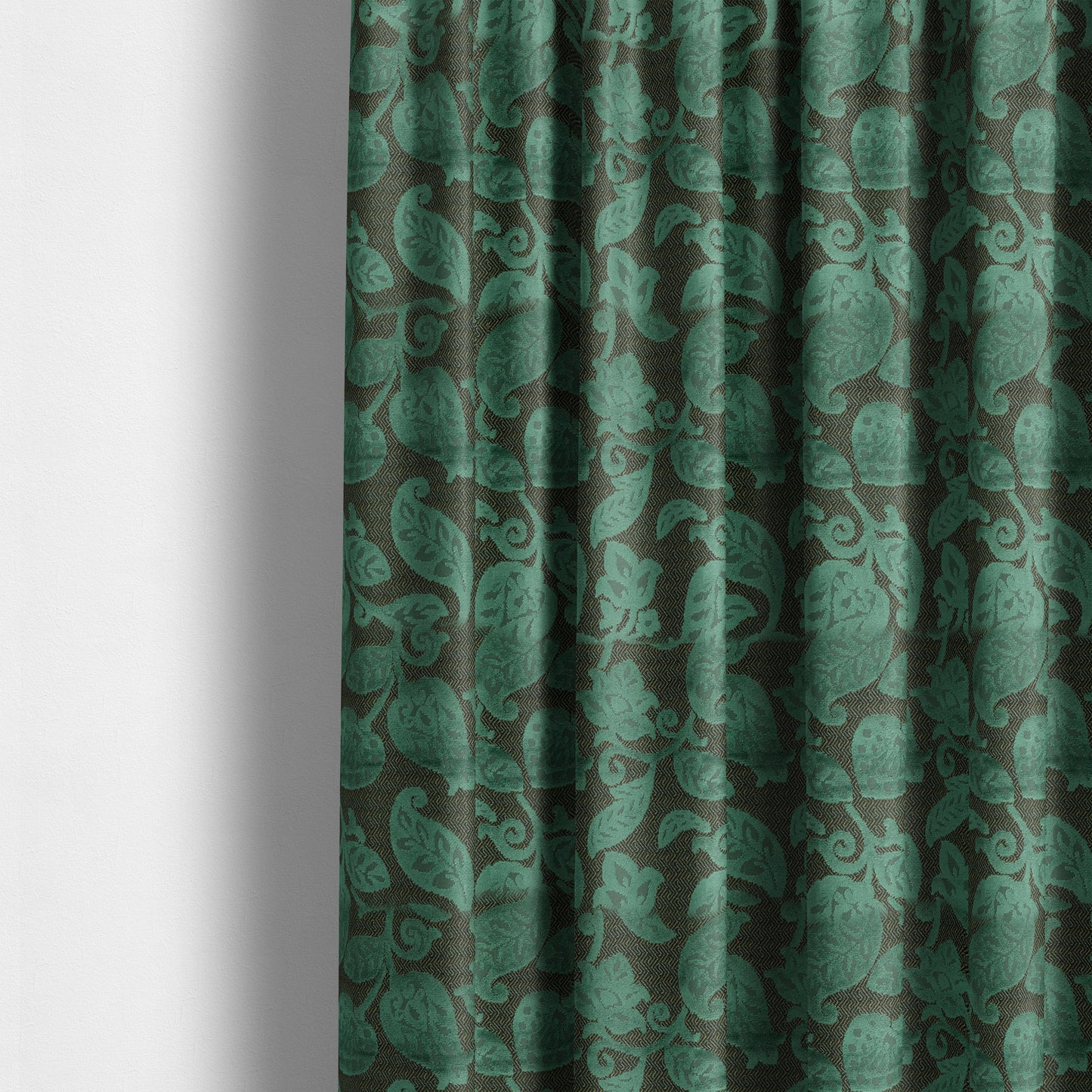 Floral Pattern Teal Colour Heavy Quality Velvet Upholstery Fabric JO-1335 - Made To Measure Curtains