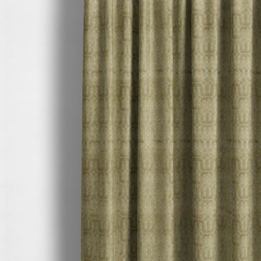 Mink Brown Colour Geometric Maze Pattern Furnishing Velvet Upholstery Fabric JO-1341 - Made To Measure Curtains