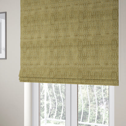 Mink Brown Colour Geometric Maze Pattern Furnishing Velvet Upholstery Fabric JO-1341 - Roman Blinds