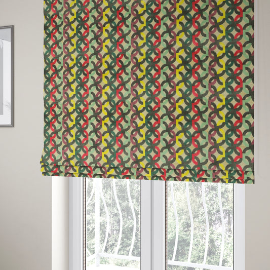 Modern Locked Pattern Cut Velvet Material Multi Coloured Grey Upholstery Fabric JO-1343 - Roman Blinds