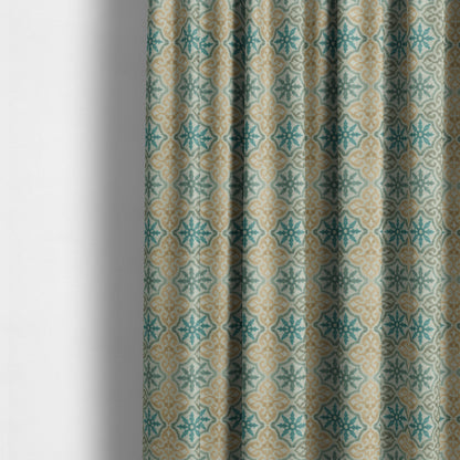 French Rebirth Pattern Cut Velvet Blue Brown Colour Upholstery Fabric JO-1346 - Made To Measure Curtains