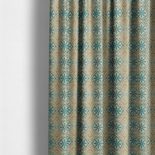 French Rebirth Pattern Cut Velvet Blue Brown Colour Upholstery Fabric JO-1346 - Made To Measure Curtains