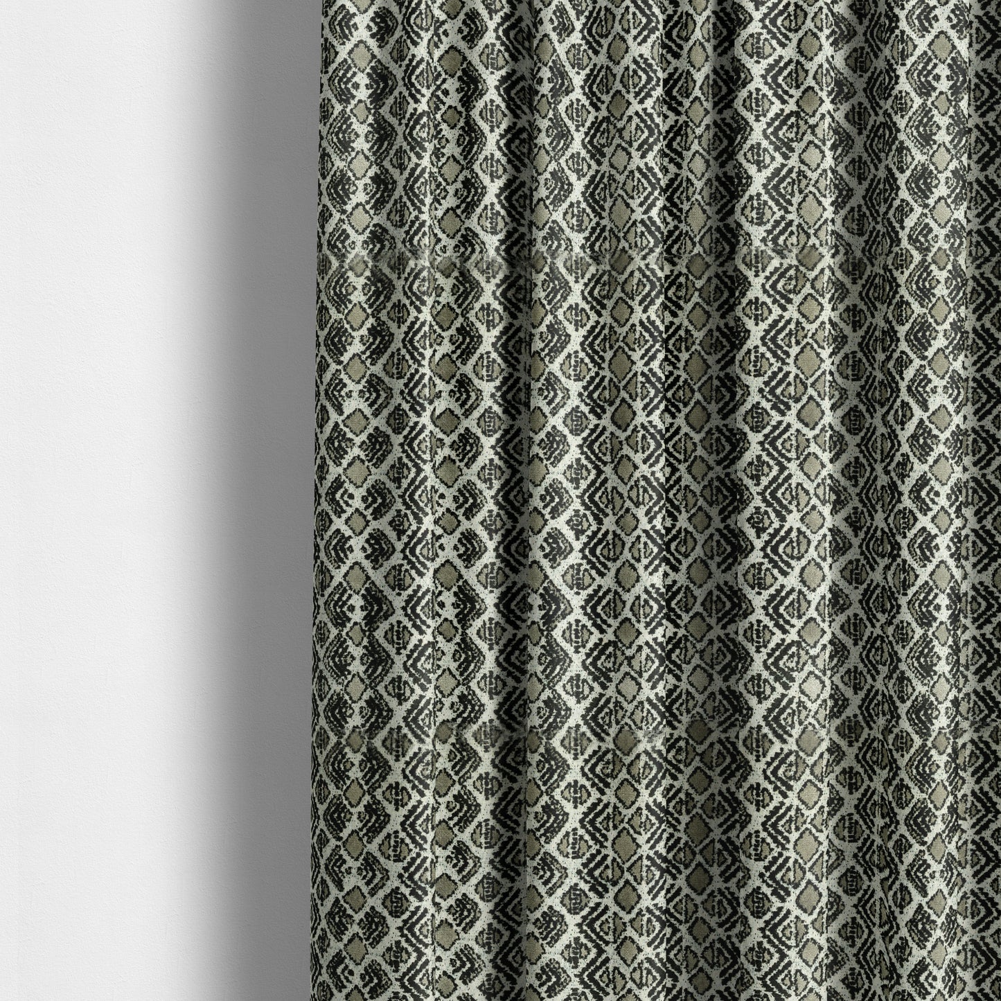 Black Grey Colour Small Geometric Pattern Cut Velvet Material Upholstery Fabric JO-1355 - Made To Measure Curtains