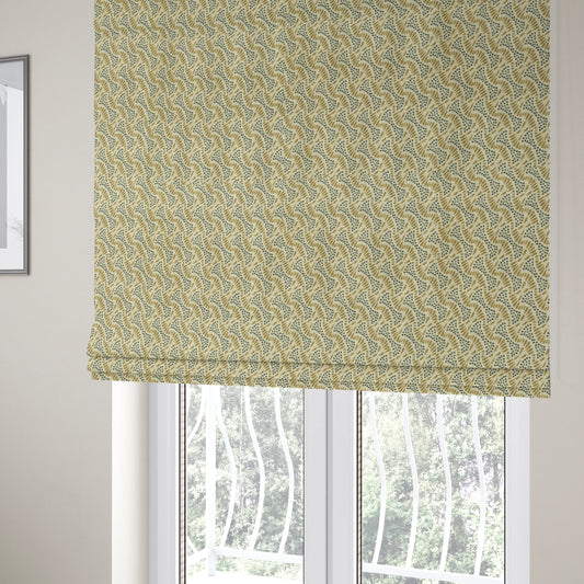 Blue Yellow Cream Balanced Geometric Pattern Soft Chenille Upholstery Fabric JO-136 - Roman Blinds