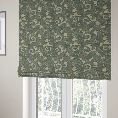 Fleur De Lis Inspired Pattern In Grey Coloured Chenille Upholstery Furnishing Fabric JO-1364 - Roman Blinds