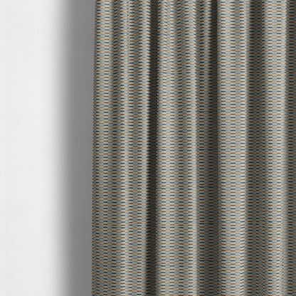 Layered Bricked Geometric Pattern Blue Brown Grey Coloured Chenille Upholstery Furnishing Fabric JO-1373 - Made To Measure Curtains