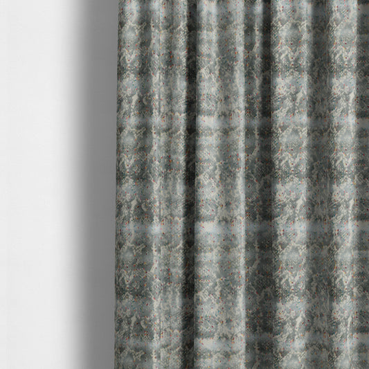 Abstract Art Style Silver Grey Pattern Quality Velvet Pile With Multicoloured Cut Velvet Upholstery Fabric JO-1374 - Made To Measure Curtains