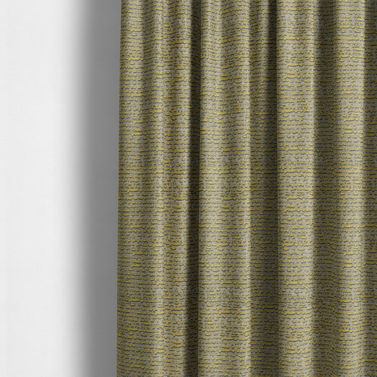 Abstract Style Pattern Yellow Grey Silver Colour Raised Textured Chenille Upholstery Fabric JO-1375 - Made To Measure Curtains