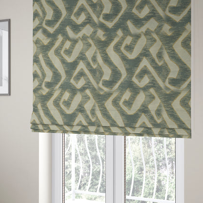 Large Abstract Style Pattern Beige Grey Colour Chenille Upholstery Fabric JO-1376 - Roman Blinds