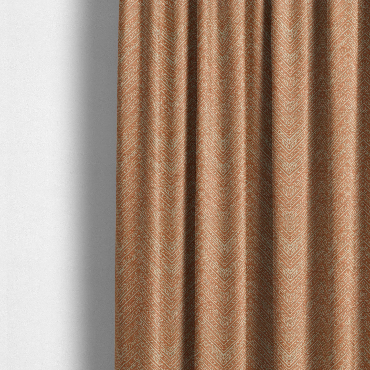 Orange Coloured Symmetrical Chevron Pattern Furnishing Upholstery Fabric JO-1377 - Made To Measure Curtains