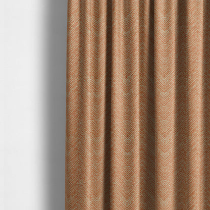 Orange Coloured Symmetrical Chevron Pattern Furnishing Upholstery Fabric JO-1377 - Made To Measure Curtains