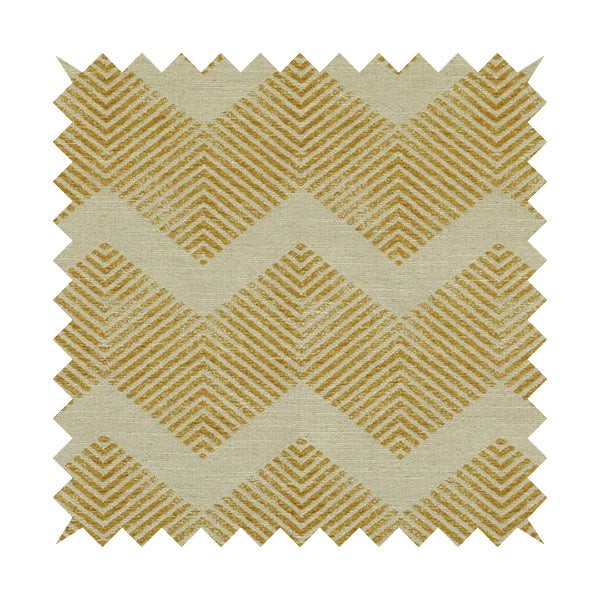 Yellow Coloured Symmetrical Chevron Pattern Furnishing Upholstery Fabric JO-1380