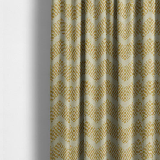 Yellow Coloured Symmetrical Chevron Pattern Furnishing Upholstery Fabric JO-1380 - Made To Measure Curtains