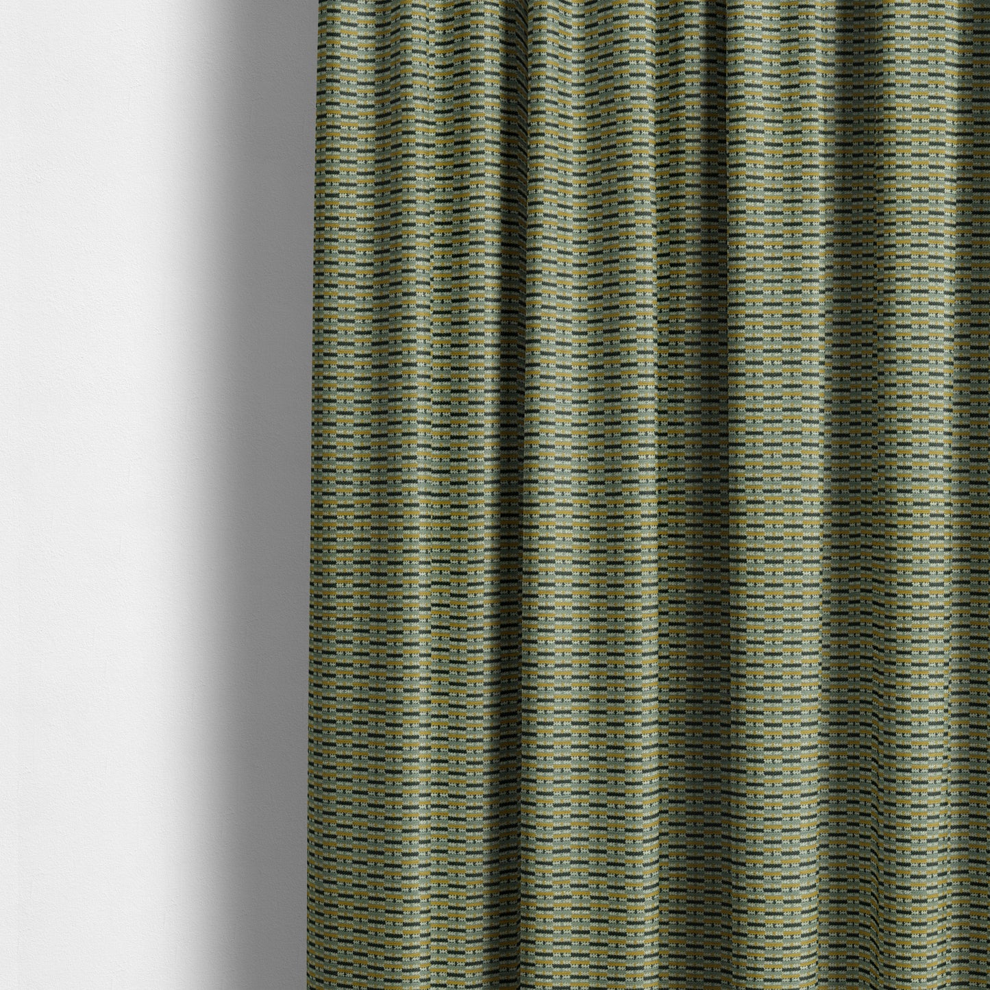 Small Geometric Striped Pattern In Yellow Grey Colour Upholstery Fabric JO-1382 - Made To Measure Curtains