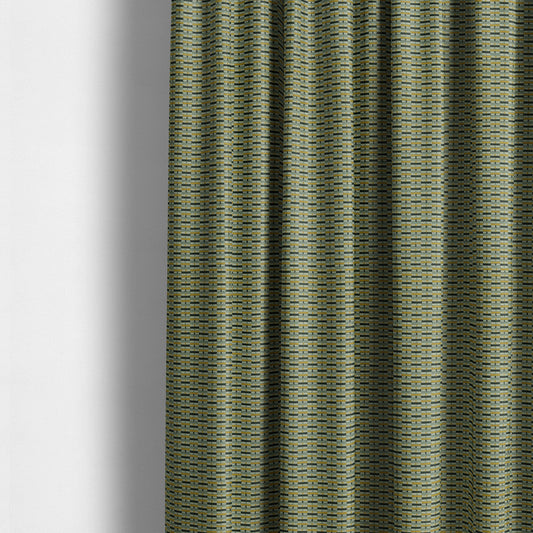 Small Geometric Striped Pattern In Yellow Grey Colour Upholstery Fabric JO-1382 - Made To Measure Curtains