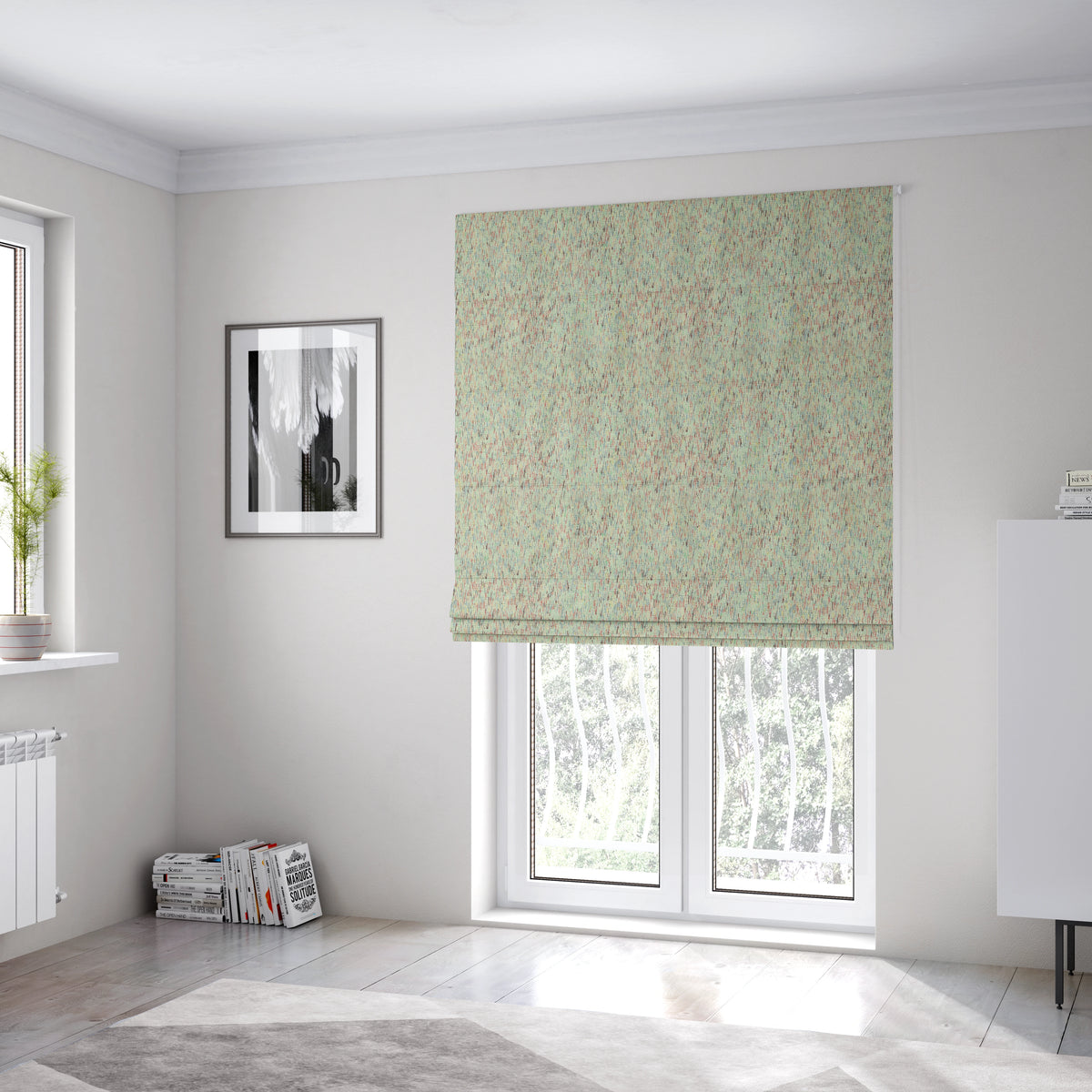 Semi Pattern In White With Multi Coloured Background Chenille ...