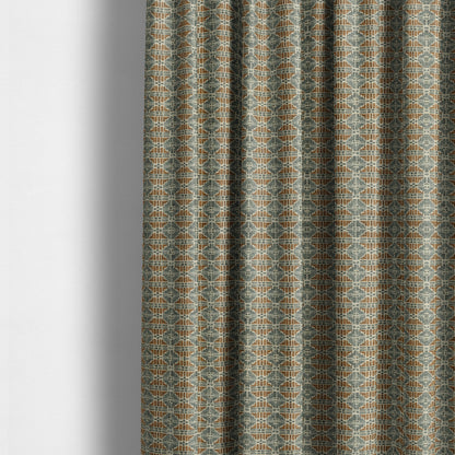 Symmetry Geometric Pattern Soft Chenille Blue Orange Colour Upholstery Fabric JO-1386 - Made To Measure Curtains