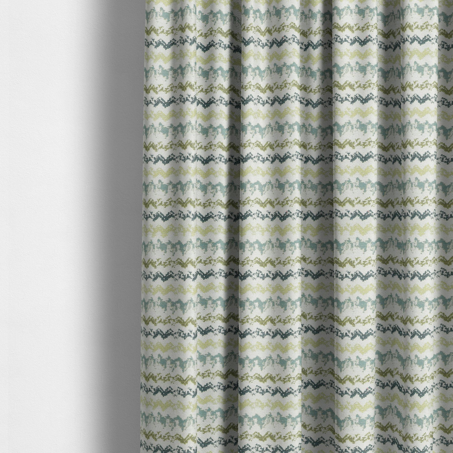 White Green Blue Colours Paint Brush Striped Pattern Soft Chenille Upholstery Fabric JO-139 - Made To Measure Curtains