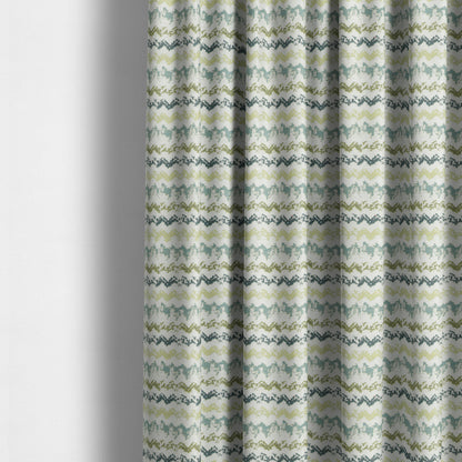 White Green Blue Colours Paint Brush Striped Pattern Soft Chenille Upholstery Fabric JO-139 - Made To Measure Curtains