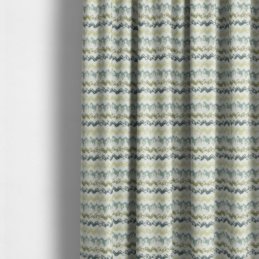 White Green Blue Colours Paint Brush Striped Pattern Soft Chenille Upholstery Fabric JO-139 - Made To Measure Curtains