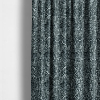 Small Motif Pattern Soft Chenille Blue Colour Chenille Upholstery Fabric JO-1396 - Made To Measure Curtains