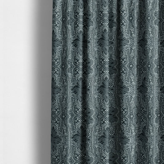 Small Motif Pattern Soft Chenille Blue Colour Chenille Upholstery Fabric JO-1396 - Made To Measure Curtains