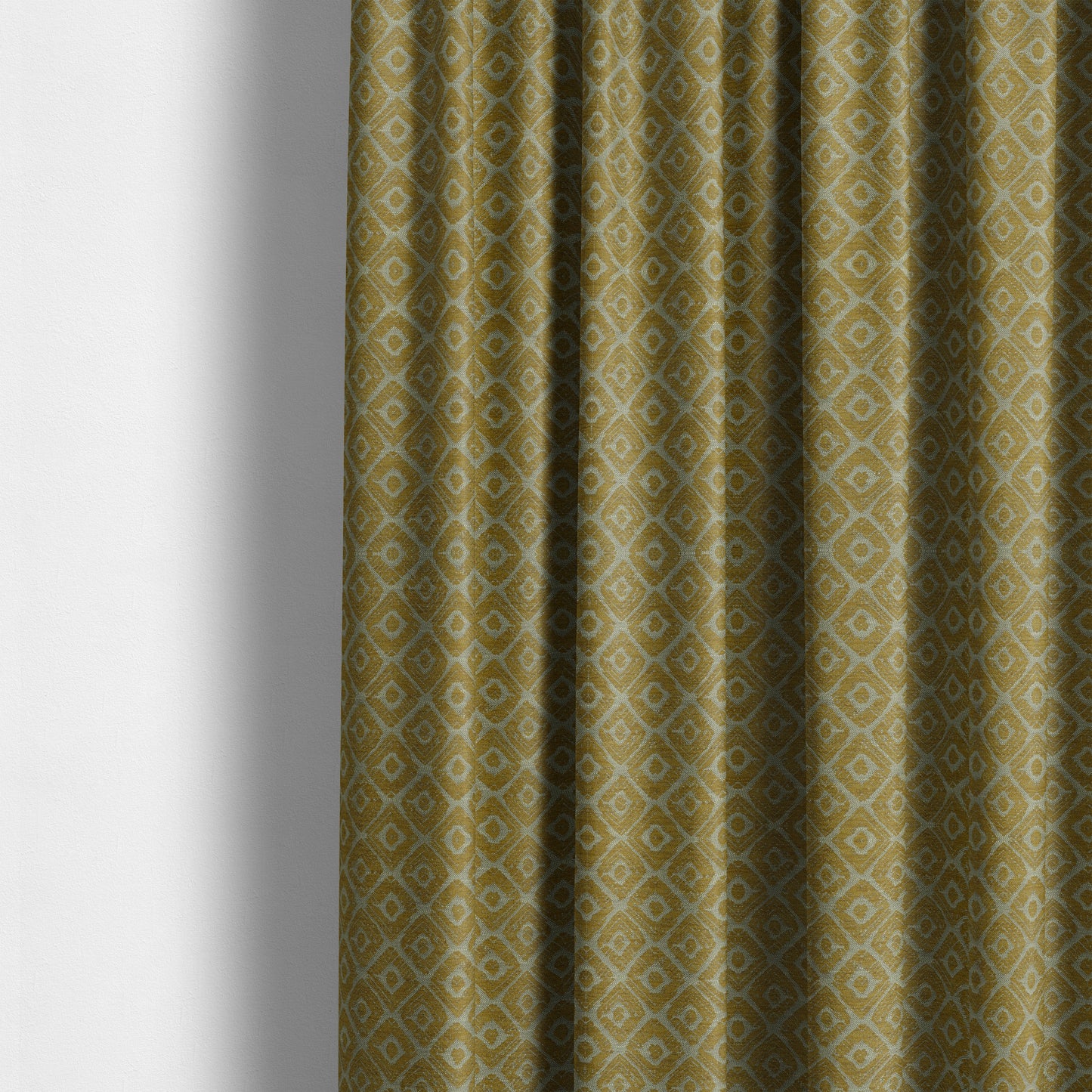 Geometric Tribal Theme Pattern Soft Chenille Yellow Coloured Upholstery Fabric JO-1397 - Made To Measure Curtains