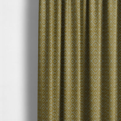 Geometric Tribal Theme Pattern Soft Chenille Yellow Coloured Upholstery Fabric JO-1397 - Made To Measure Curtains